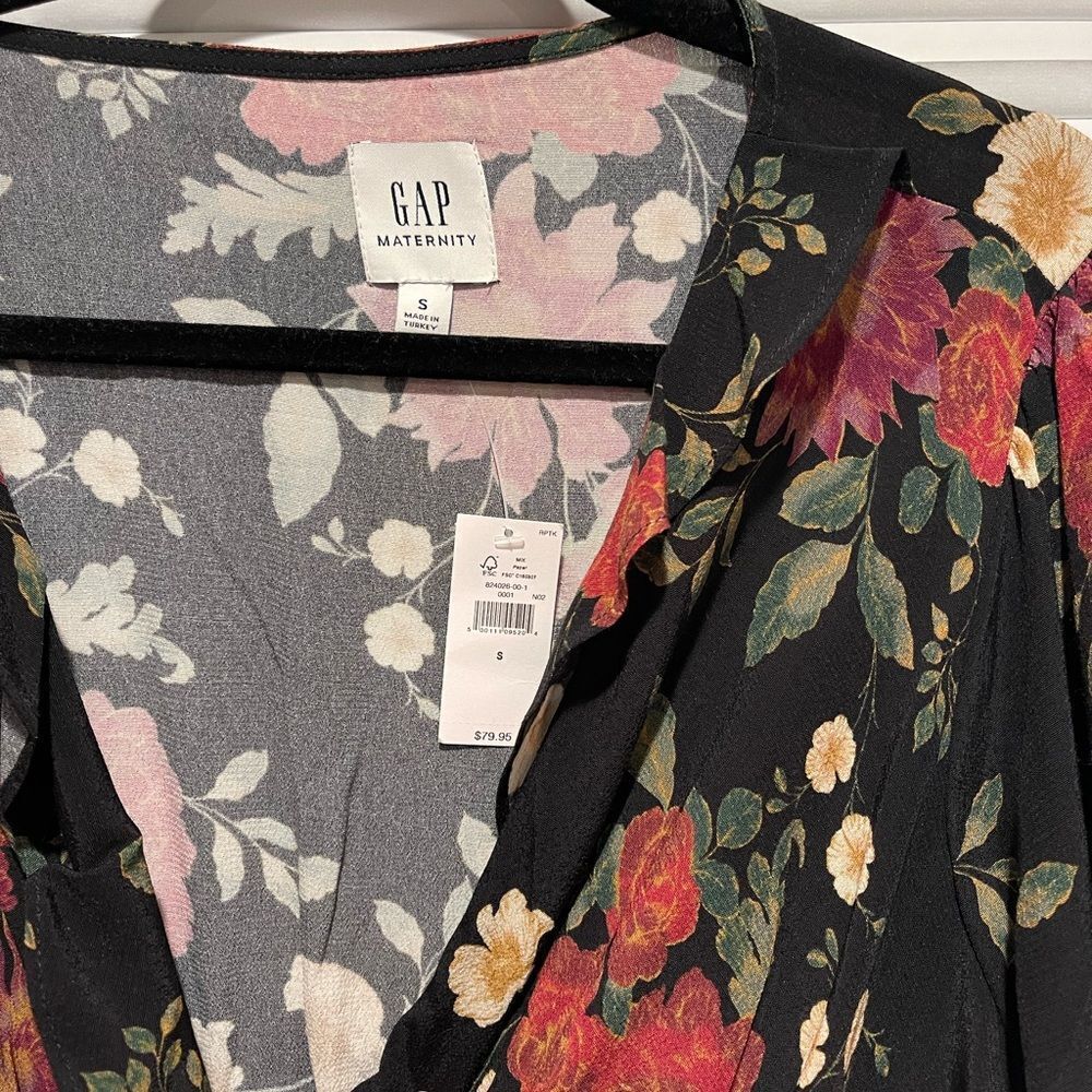 GAP Black and Red Floral Midi Dress - Picture 3 of 5